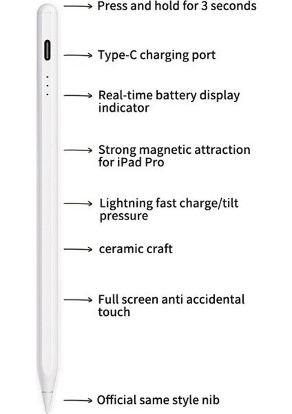 Forestl Digital 6WP-A Kc Süper Hızlı Şarj Kalemi iPad Için Hassas Hafif Kapasitif Stylus Tablet Yazma Çizim Kalem (Yurt Dışından)