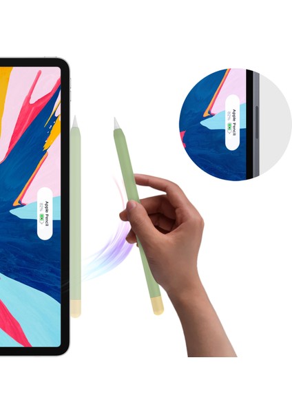 Forestl Digital Ahastyle PT65-2 Apple Pencil 2. Nesil Için Silikon Kılıf , Kontrast Renkli Stylus Pen Yumuşak Koruyucu Kapak (Yurt Dışından)