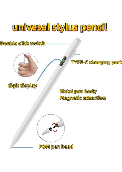 Ipadiphoneandroid Tablet Telefon Için Güç Ekranlı Stylus Kalem Kapasitif Ekran Yazma Stylus Kalem (Yurt Dışından) indirimleri