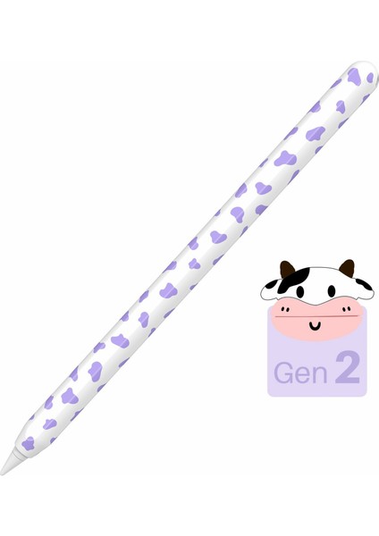 Ahastyle PT65CW Apple Pencil 2. Nesil Sevimli Inek Desenli Stylus Kalem Kapağı Silikon Koruyucu Kılıf (Yurt Dışından)