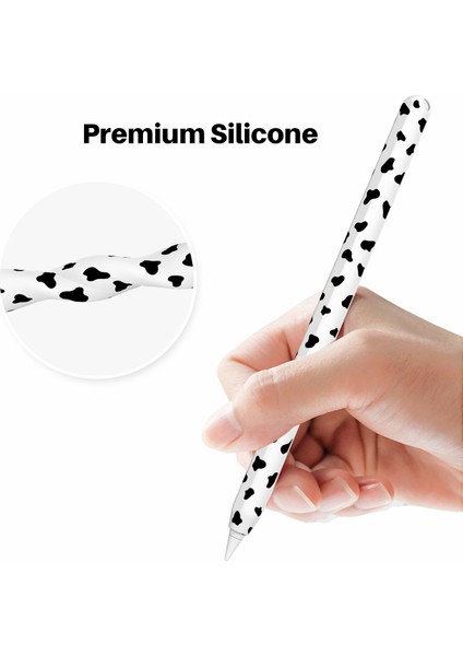 Ahastyle PT65CW Apple Pencil 2. Nesil Sevimli Inek Desenli Stylus Kalem Kapağı Silikon Koruyucu Kılıf (Yurt Dışından)