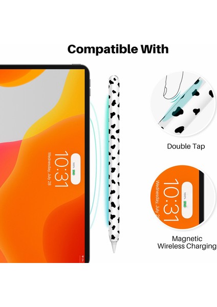 Ahastyle PT65CW Apple Pencil 2. Nesil Sevimli Inek Desenli Stylus Kalem Kapağı Silikon Koruyucu Kılıf (Yurt Dışından)