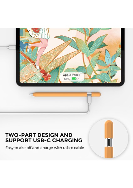 Ahastyle PT65-3 Apple Pencil Için (Usb-C) Silikon Kılıf Düşmeyi Önleyici Kalem Koruyucu Kapak (Yurt Dışından)