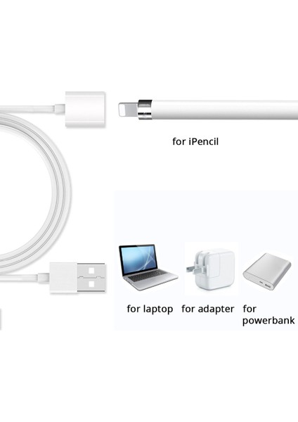 Apple Pencil Için Lightning - USB Şarj Kablosu Kadın - Erkek Uzatma Şarj Konnektörü Adaptör Kablosu, 1 M (Yurt Dışından) fırsatları