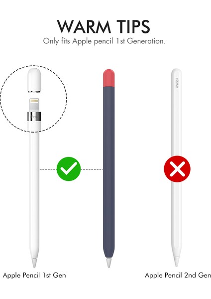 Ahastyle PT94 Apple Pencil 1. Nesil Için Silikon Kılıf , Stylus Kalem Kılıf ı Kontrast Renkli Koruyucu Kapak (Yurt Dışından)