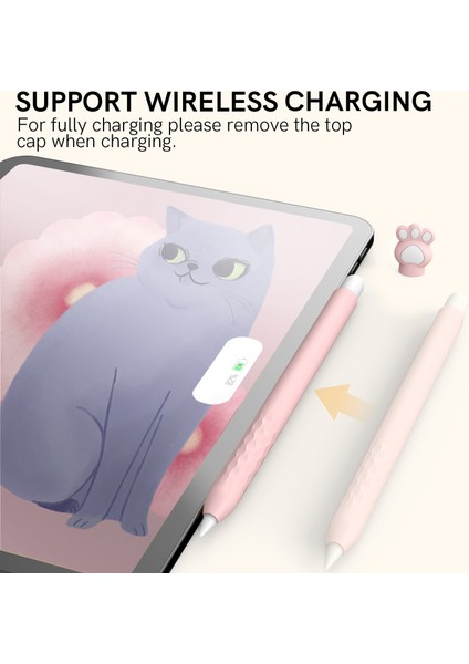 Ahastyle PT129-2 Apple Kalem 2nd Nesil Sevimli Karikatür Stylus Kalem Kapağı Yumuşak Silikon Kolkedi Paw (Yurt Dışından)