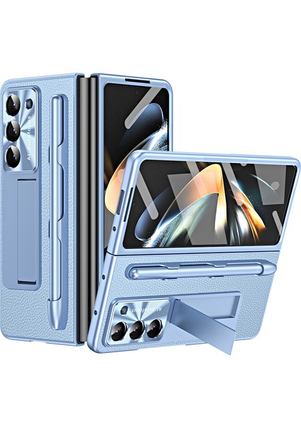 Samsung Galaxy Z Fold6 5g Kickstand Deri+Pc Sert Telefon Kılıfı ve Stylus Kalem (Yurt Dışından)