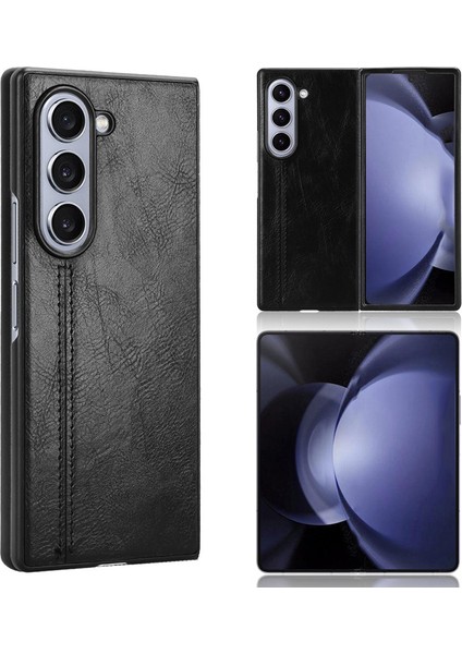 Samsung Galaxy Z Fold6 5g Sığır Derisi Doku Deri + Pc Telefon Kapağı (Yurt Dışından)
