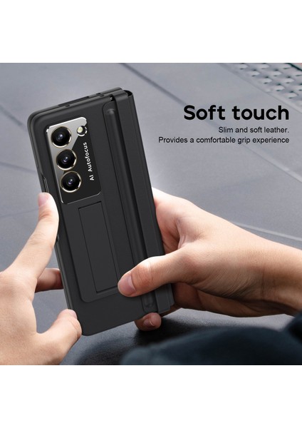 Samsung Galaxy Z Fold6 5g Menteşe Deri + Pc Kickstand Telefon Kılıfı (Yurt Dışından)