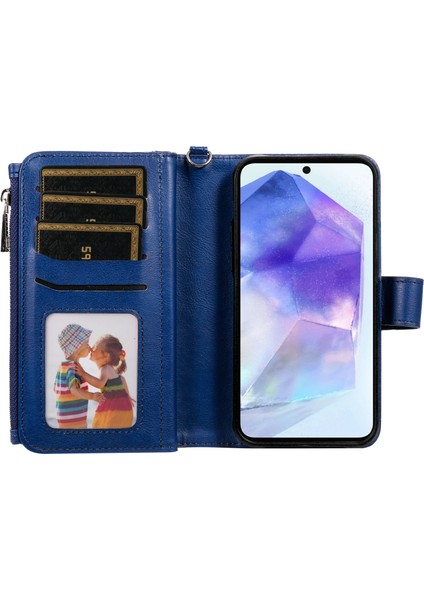 Samsung Galaxy A55 5g Pu Deri Fermuarlı Cüzdan Telefon Kapağı (Yurt Dışından)