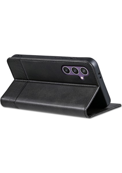 Samsung Galaxy S24 Fe Sığır Derisi Doku Manyetik Pu Deri Telefon Kabuk Kapağı (Yurt Dışından)