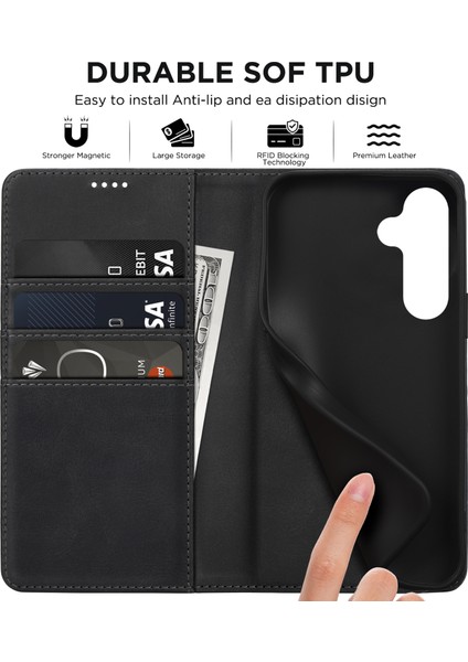 Samsung Galaxy S24 Fe Deri Rfıd Engelleme Cüzdan Telefon Kapağı (Yurt Dışından)