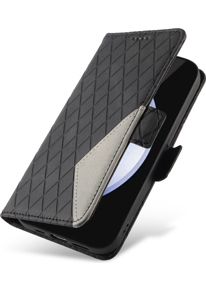 Samsung Galaxy S24 Fe Cüzdan Kart Yuvaları Eşkenar Dörtgen Deri Telefon Kapağı (Yurt Dışından)