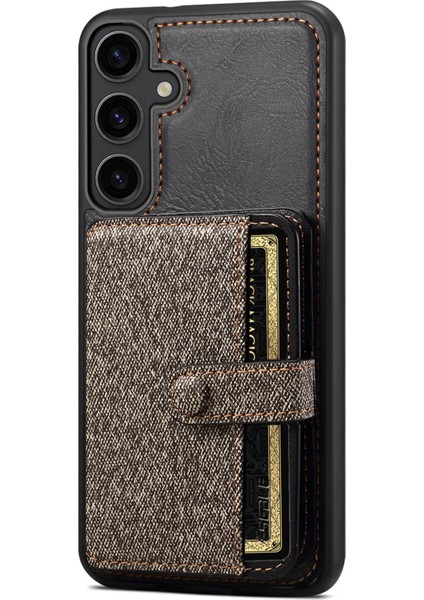 Samsung Galaxy S24 Pu Deri Kaplamalı Pc + Tpu Telefon Kapak Kartı Yuvaları Kickstand (Yurt Dışından)
