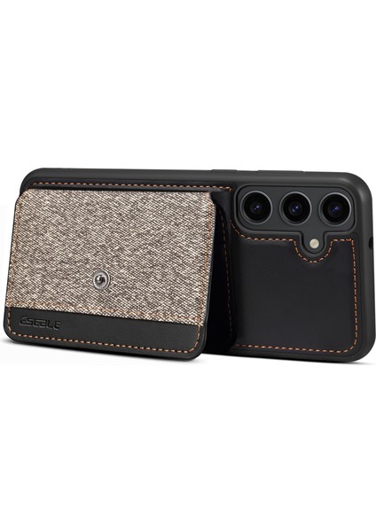 Samsung Galaxy S24 Pu Deri Kaplamalı Pc + Tpu Telefon Kapak Kartı Yuvaları Kickstand (Yurt Dışından) modelleri