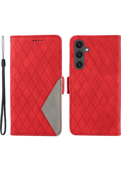 Samsung Galaxy S24 Fe Cüzdan Kart Yuvaları Eşkenar Dörtgen Deri Telefon Kapağı (Yurt Dışından)
