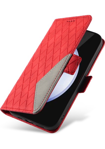 Samsung Galaxy S24 Fe Cüzdan Kart Yuvaları Eşkenar Dörtgen Deri Telefon Kapağı (Yurt Dışından)