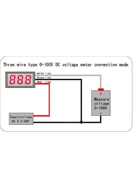 0.56'' 0-100V 3 Kablolu Dc Mavi Panel Tipi Voltmetre