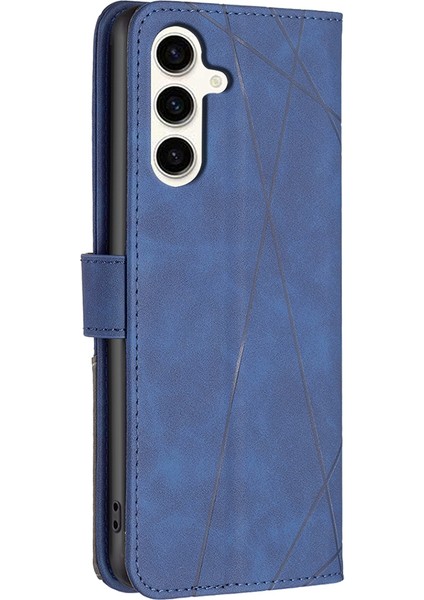 Samsung Galaxy S24 Fe Darbeye Dayanıklı Geometrik Deri Cüzdan Telefon Kılıfı (Yurt Dışından)