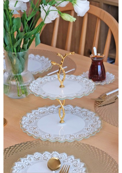 Marche Altın Yaldızlı Cam Kurabiyelik