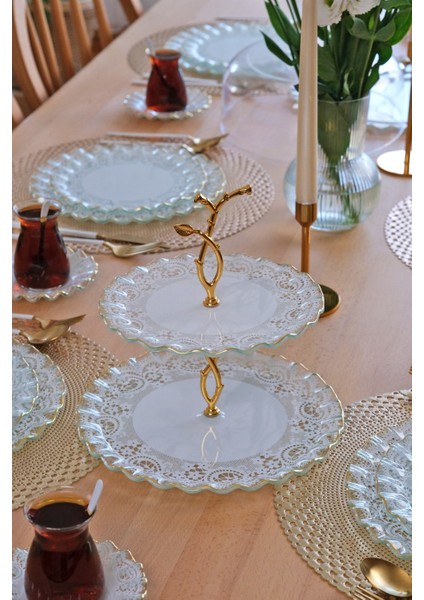 Marche Altın Yaldızlı Cam Kurabiyelik modelleri