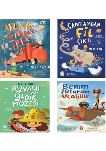 Benim Zürafam Uçabilir - Ayvayı Yedik Müzesi- Çantamdan Fil Çıktı - Uzaya Giden Tren Seti - 4 Kitap