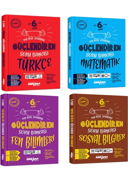 Ankara Yayınları Türkçe Matematik Fen ve Sosyal Bilgiler Soru Güçlendiren Soru Bankası Seti 4 Kitap