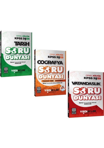 Yediiklim 2025 KPSS Tarih Coğrafya ve Vatandaşlık Soru Dünyası Soru Bankası Seti 3 Kitap