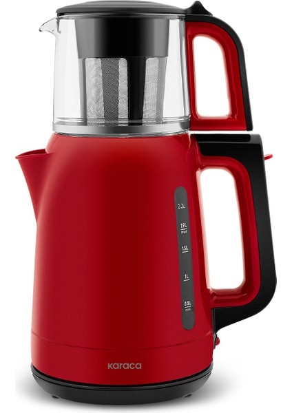 Mega Tea 1501 Cam Çay Makinesi Cherry Red 1500 W