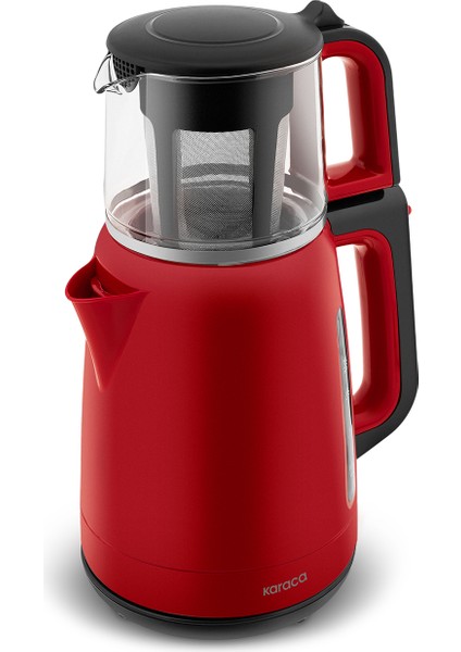 Mega Tea 1501 Cam Çay Makinesi Cherry Red 1500 W