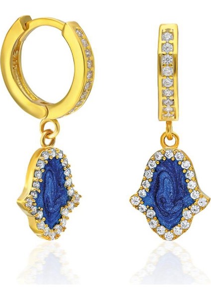 Zirkon Taşlı Fatma Eli Küpe