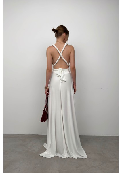 Bağlama Detay Ekru Maxi Elbise indirimleri