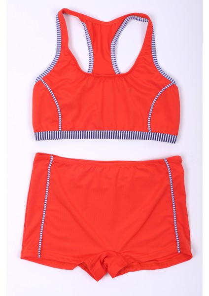 Kız Çocuk Şortlu Bikini- Yüzücü Pink Rose