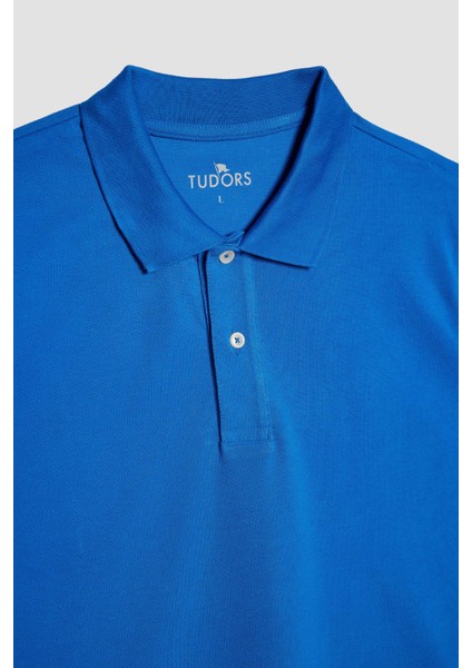 Erkek Slim Fit Dar Kesim Pamuk Yumuşak Dokulu Kumaş Düz Pike Saks Mavi Polo Yaka Tişört fiyatları