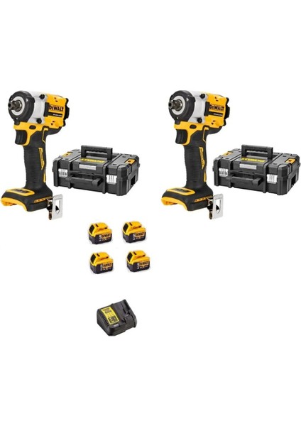 Darbeli 2 Adet DCF922 Somun Sıkma Makinası + 4 x 5 Ah Akü + 1x Dolum Cihazı 18 Volt Takım Çantalı 5