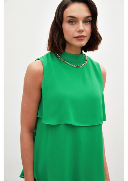 Aksesuar Detaylı Volanlı Bluz - Yeşil fiyatları