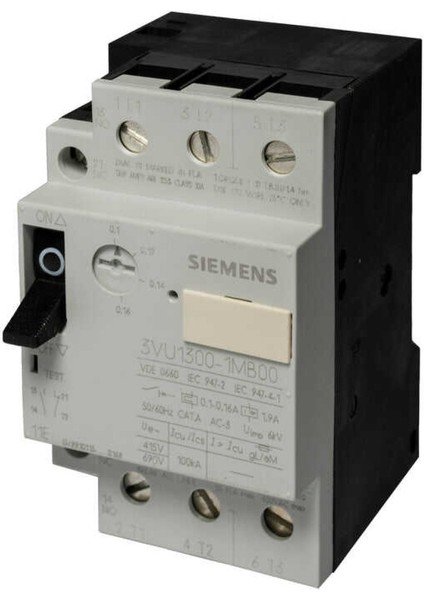 3VU1300-1MB00 Motor Starter Koruyucu, 600 V, 25 A, 3 Kutup, Motor Fla 0,1 Ila 0,16 Amp, 1no-1nc (Muadil Ürün: 3RV2011-0AA10)