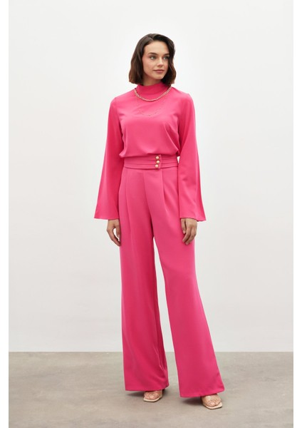 Bel Detaylı Pantolon - Pembe modelleri