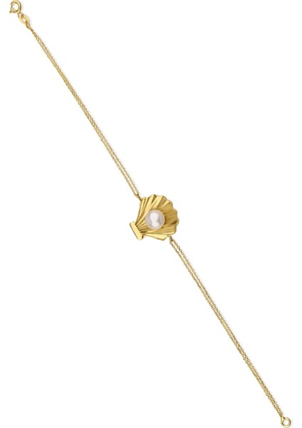 14 Ayar Altın Geniş İstiridye İncili Bileklik fiyatları