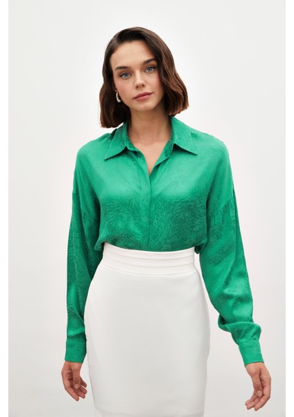 Desenli Salaş Gömlek - Yeşil