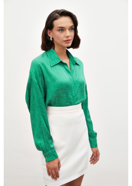 Desenli Salaş Gömlek - Yeşil fiyatları