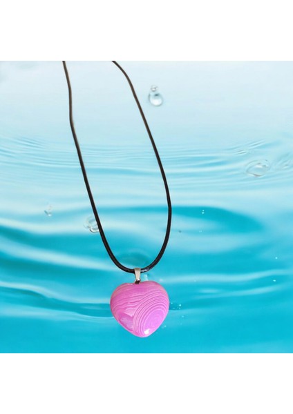 Pembe Beyaz Akik Taşı Kolye Hediyelik Eşya Sevgili Kolye Sevgiliye Özel Hediye Kalpli Kolye