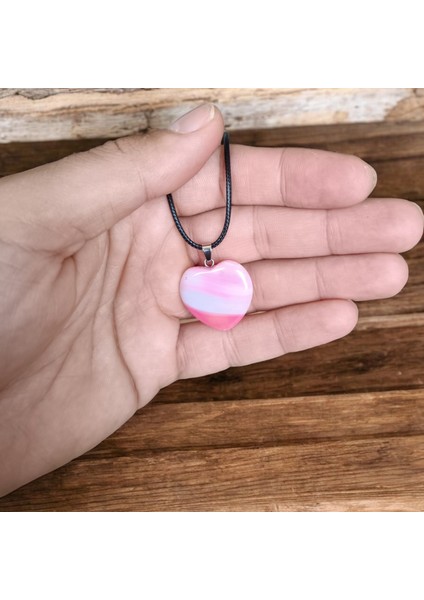 Pembe Beyaz Akik Taşı Kolye Hediyelik Eşya Sevgili Kolye Sevgiliye Özel Hediye Kalpli Kolye modelleri