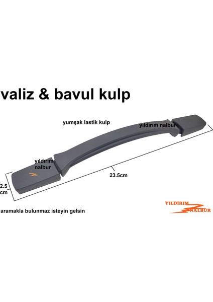 Valiz Çekme Kolu Bavul Kulp 23.5 cm Çekme Kolu Lastik Kol