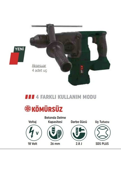 24 Volt Klpro 18V/5.0AH. 2.8j Kömürsüz Çift Akülü Pnömatik Matkap Kırıcı/delici (KLPM18BH-50) Darbe fiyatları