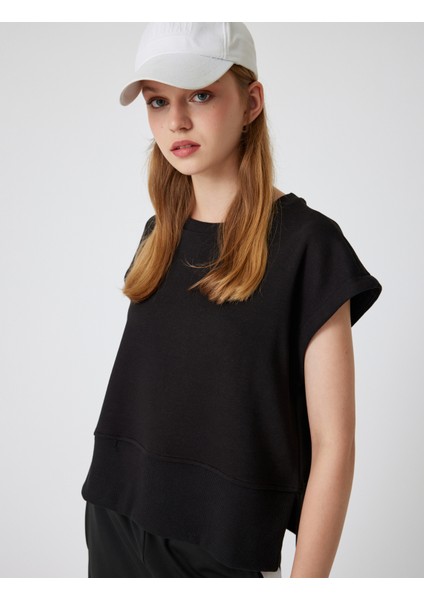 Spor Sweatshirt Kolsuz Düşük Omuzlu Bisiklet Yaka