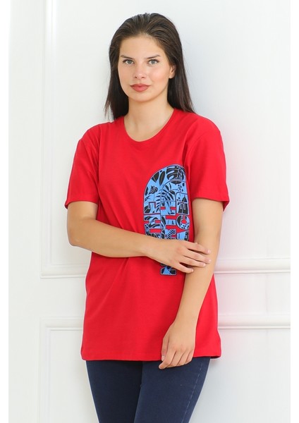 The Nort Baskılı Tişört 1075 - Kırmızı