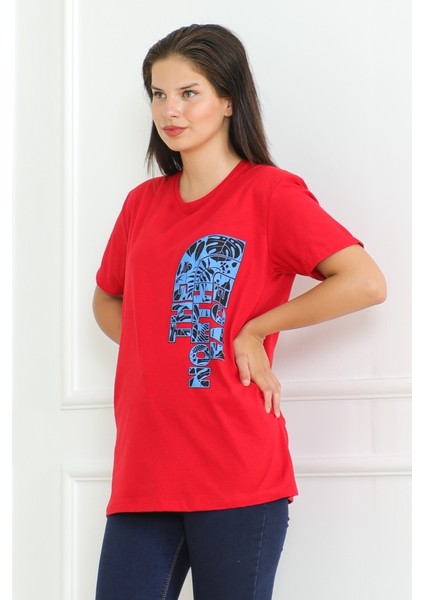 The Nort Baskılı Tişört 1075 - Kırmızı modelleri