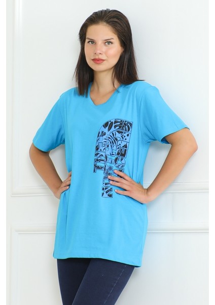 The Nort Baskılı Tişört 1075 - Mavi