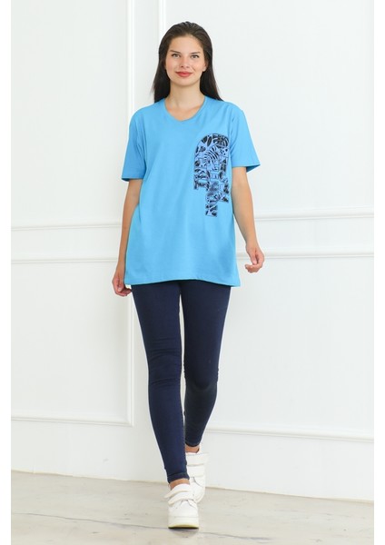 The Nort Baskılı Tişört 1075 - Mavi fiyatları